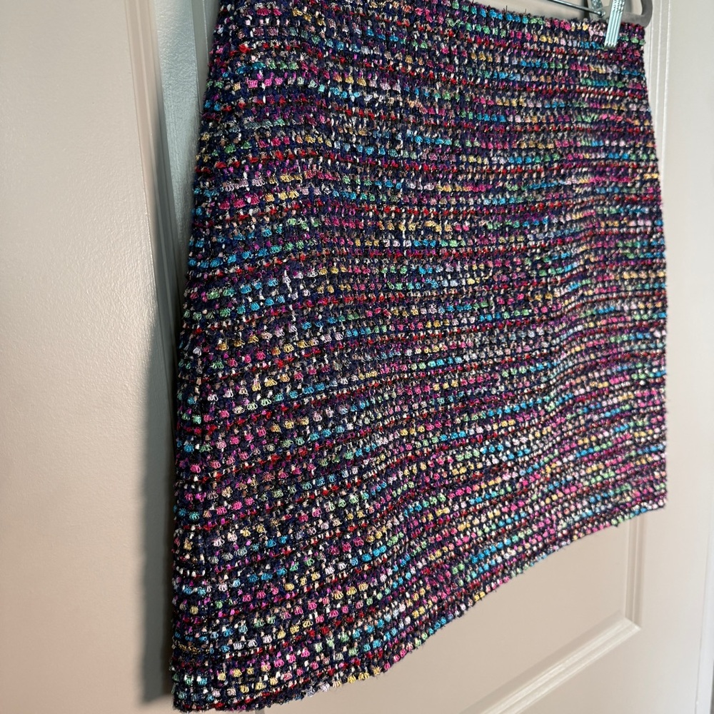 LOFT Multicolor Tweed Mini Skirt - Black with Pink, Blue & Green Accents - Picture 2 of 6